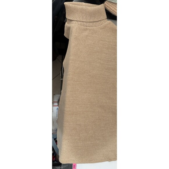 Zara  Brown Knit Sleeveless Turtleneck Neutral Sweater RawHem Soft Feel Women S - Picture 6 of 9